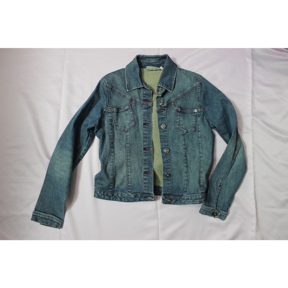 JLO Y2K Denim Jean Jacket w/ Pink Contrast Stitching Large - Picture 11 of 12